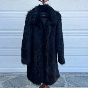 Faux Fur Black Tenchcoat